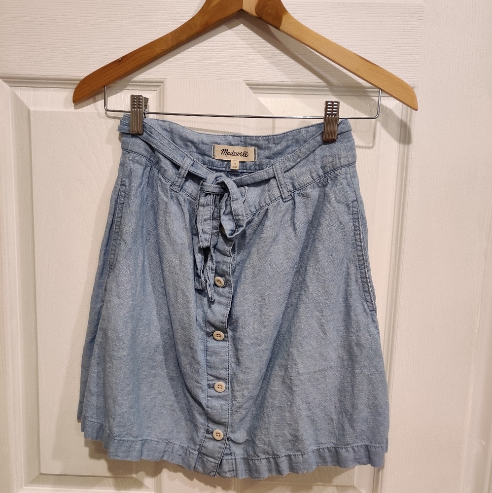 Madewell Chambray Mini Skirt, Size 0